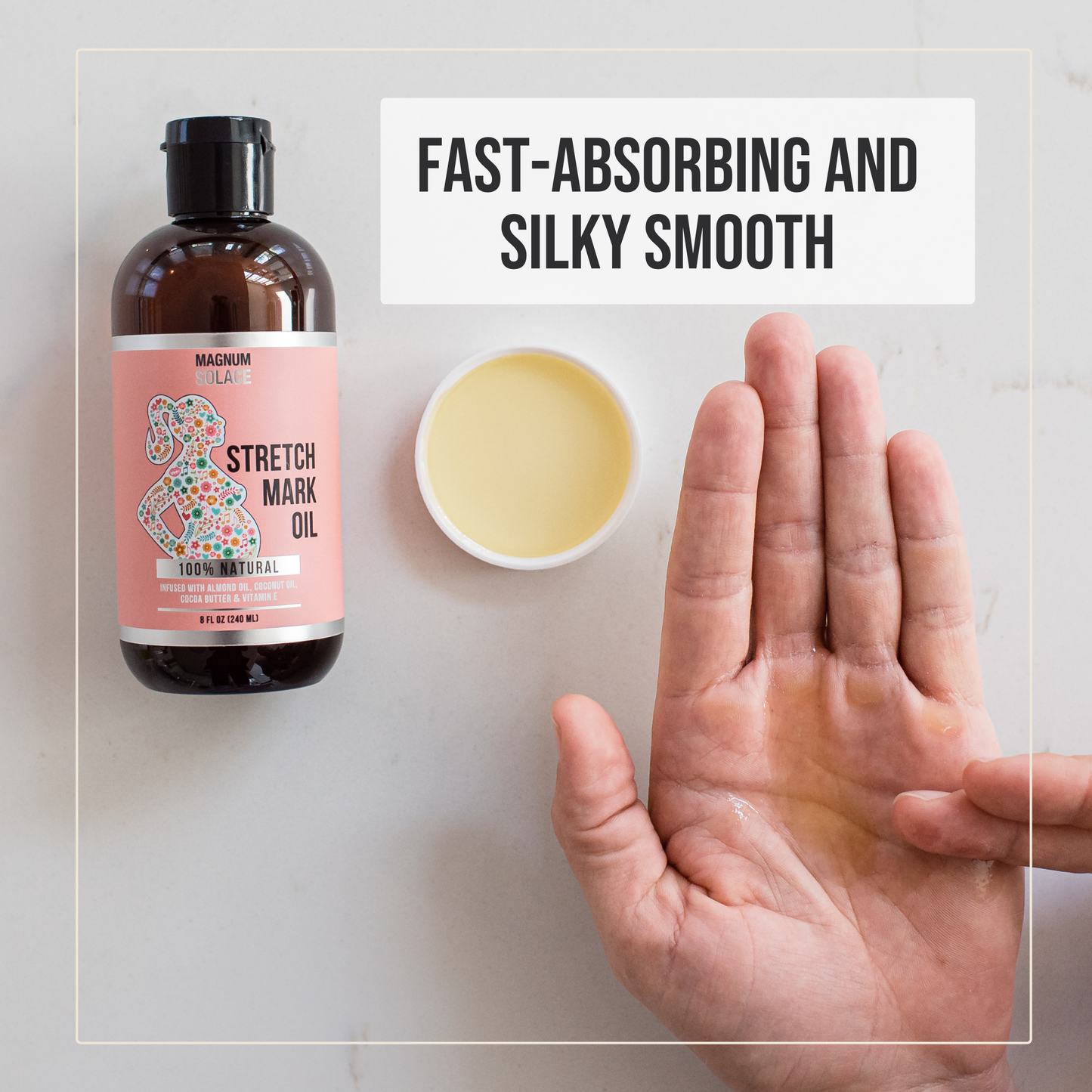 Magnum Solace - Stretch Mark Oil for Pregnancy - Cocoa Butter, Almond Oil