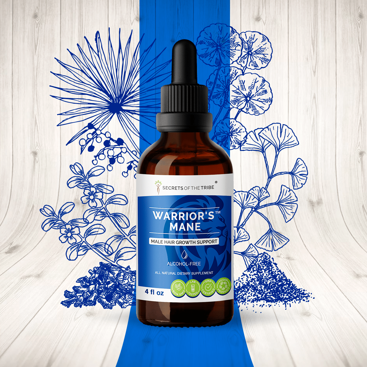 Secrets Of The Tribe - Warrior's Mane. Male Hair Growth Support